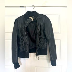 Zara Leather Bomber Jacket Size M